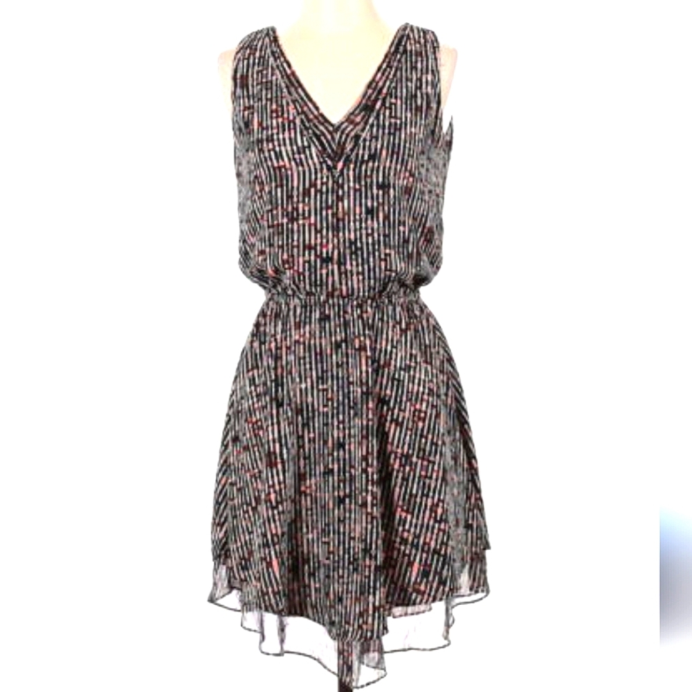 White House Black Market Women's Layered Midi Stripe Dress Sz 12